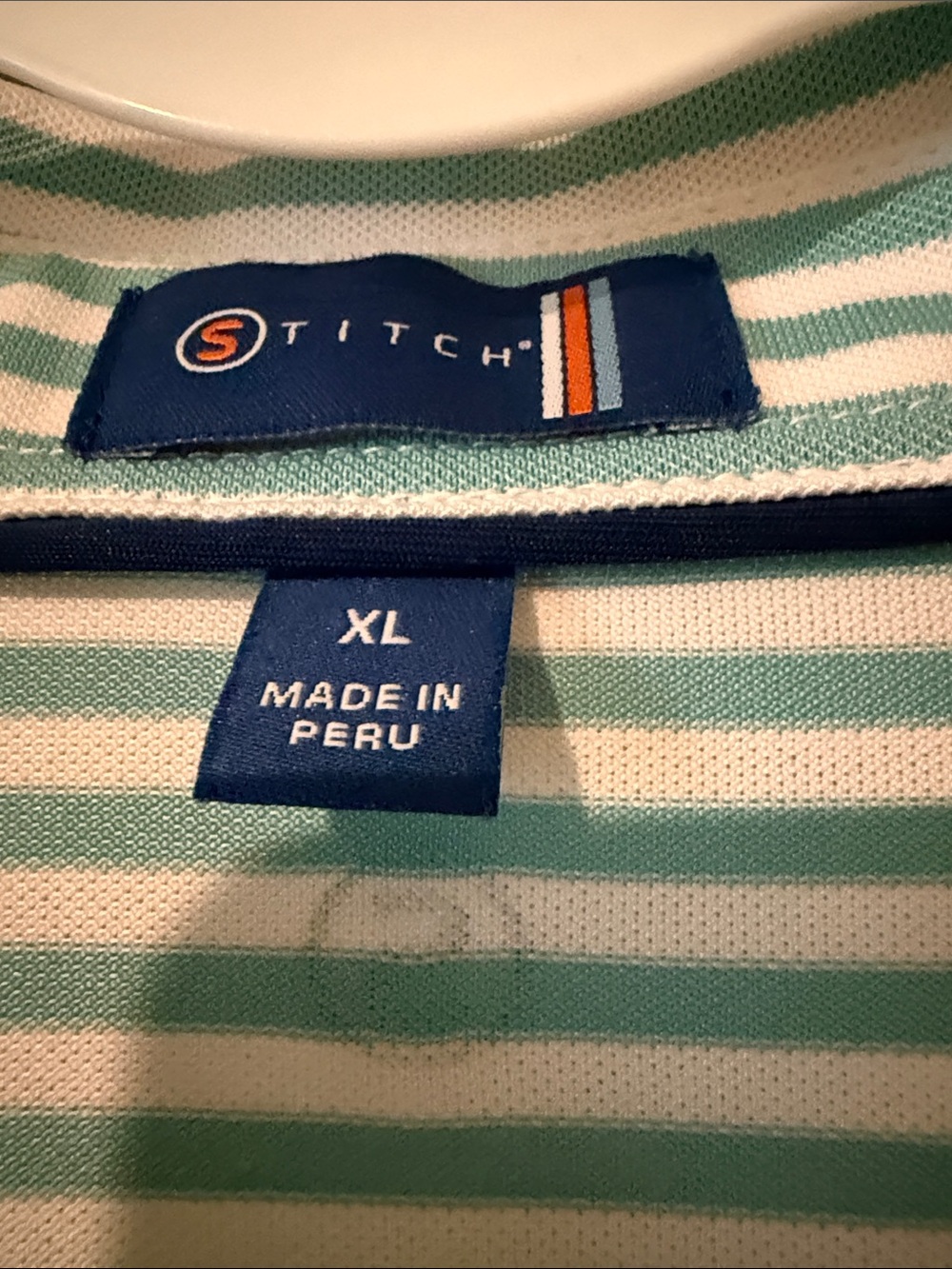 Men's Aqua and White Striped Performance Polo SAS Championship - Picture 2 of 7